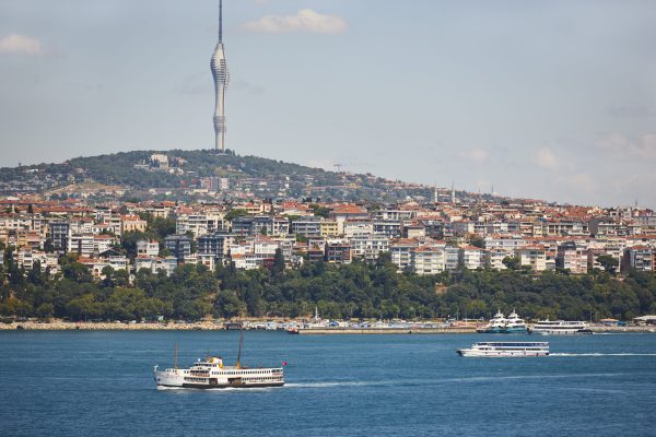 Camlica broadcasting tv radio communication tower. Bosporus strait. Istanbul, Turkey